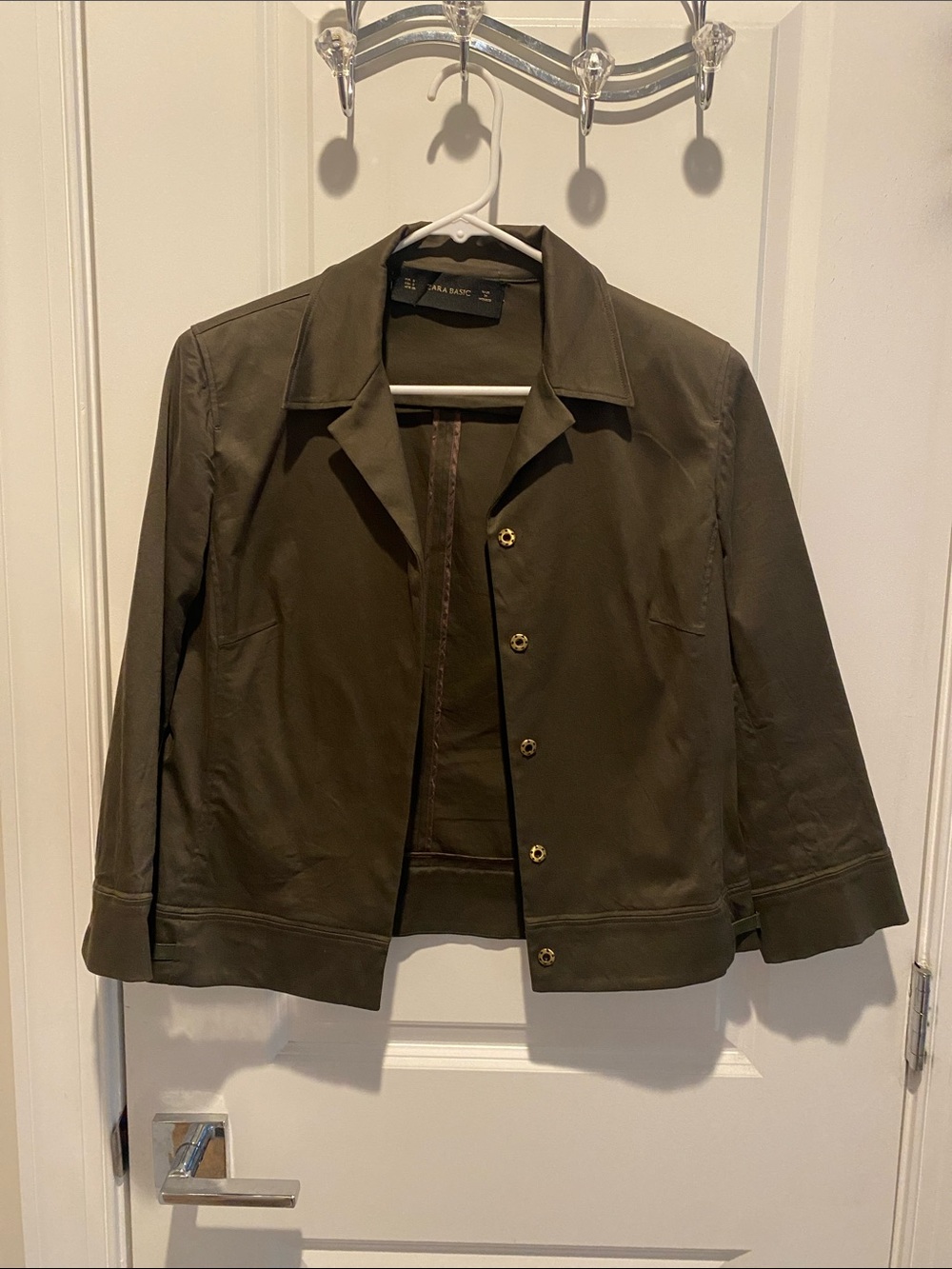 Zara Olive Button-Front Women's Blazer Jacket